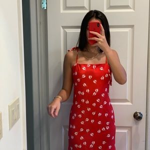red slip dress